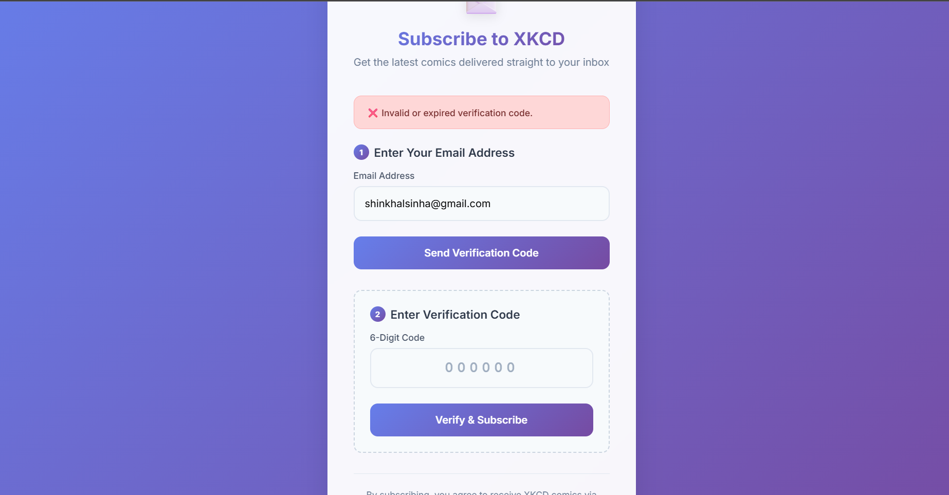 XKCD Comic Subscription